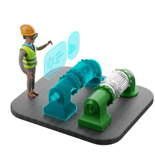 man analyzing equipment operation via digital twins
