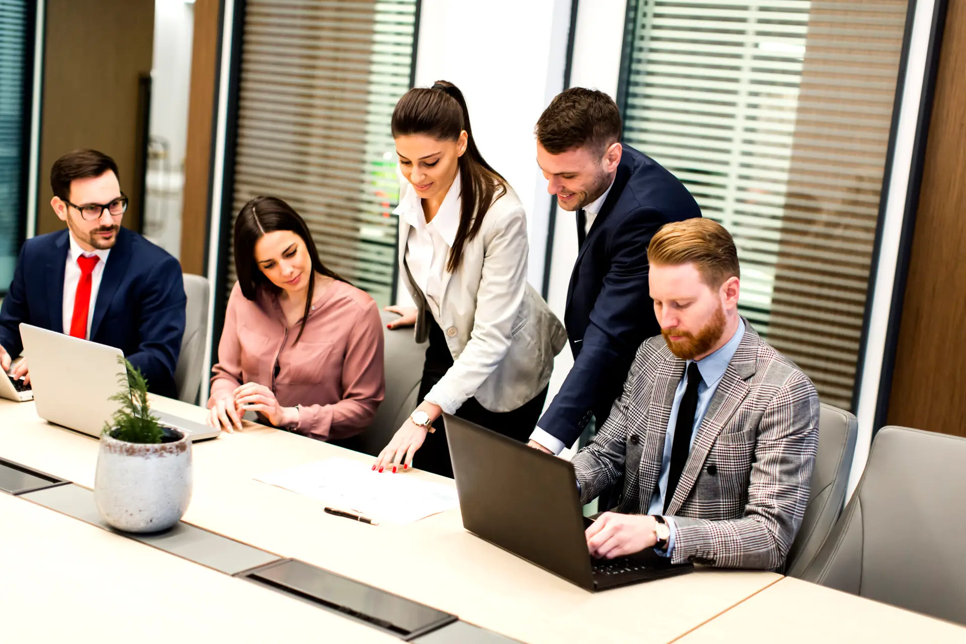young business people have meeting in a modern office